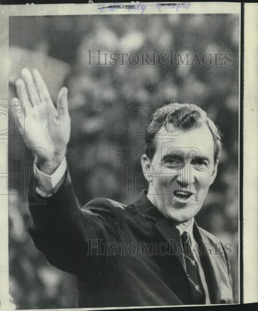 1968 Press Photo Senator Edmund Muskie accepts VP nomination at Chicago&#39;s DNC