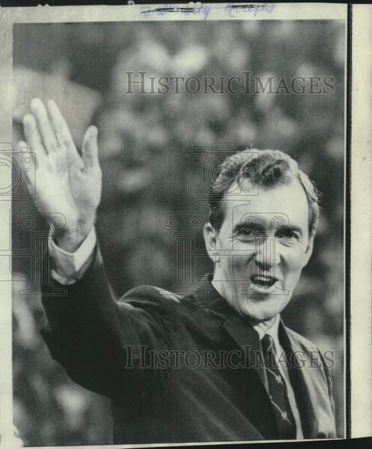 1968 Press Photo Senator Edmund Muskie accepts VP nomination at Chicago's DNC