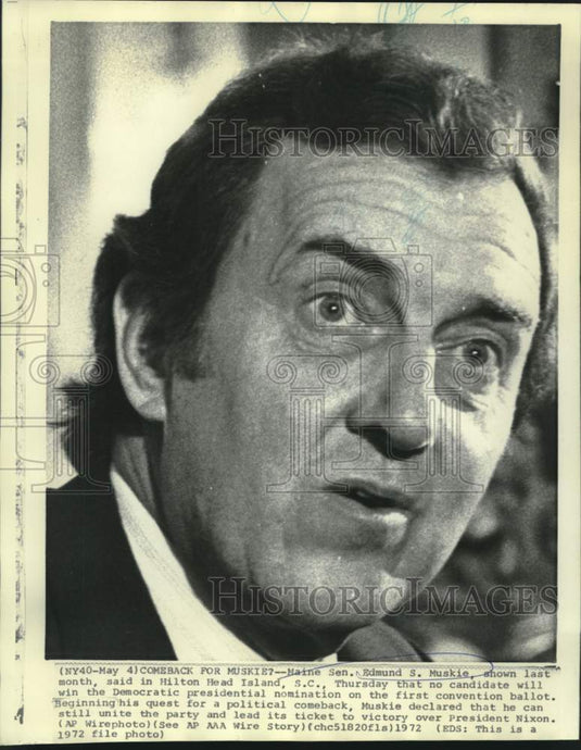 1972 Press Photo Senator Edmund Muskie shown campaigning in Hilton Head Island