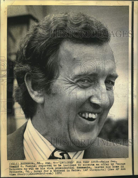 1972 Press Photo Maine Senator Edmund Muskie at his Bethesda, Maryland home