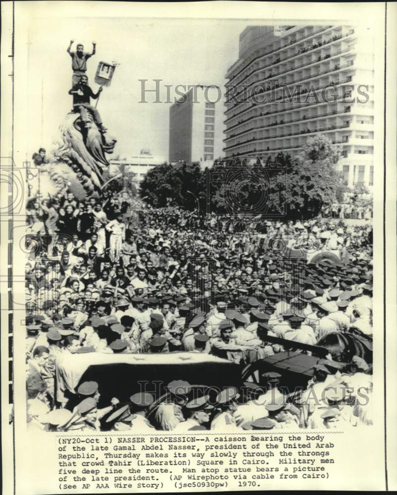 1970 Press Photo Scene of Gamal Abdel Nasser funeral procession in Cairo
