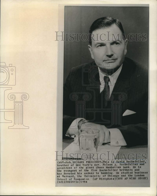 1964 Press Photo Chase Manhattan Bank President David Rockefeller - now37575