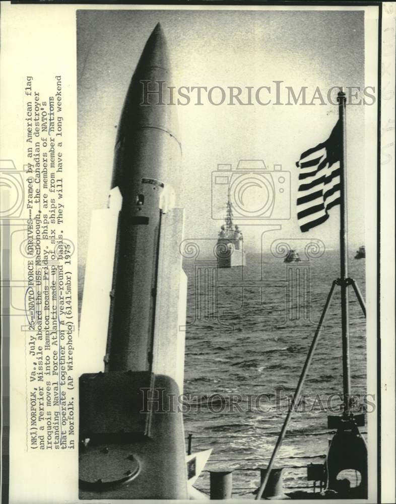 1975 Press Photo NATO&#39;s Naval Force arrives in Norfolk, Virginia - now37599