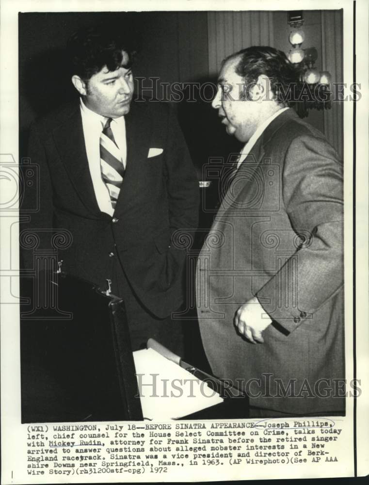 1972 Press Photo House Select counsel Joseph Phillips with Mickey Rudin in D.C.