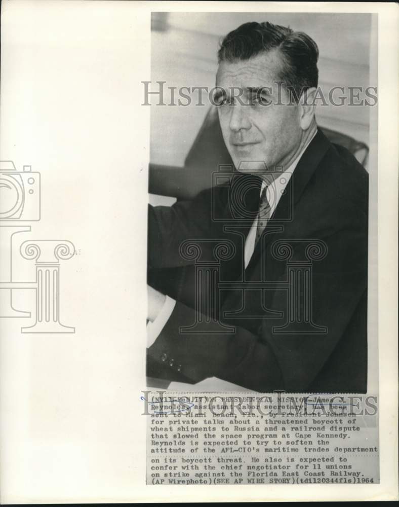 1964 Press Photo Labor Secretary James Reynolds sent to Miami by Johnson