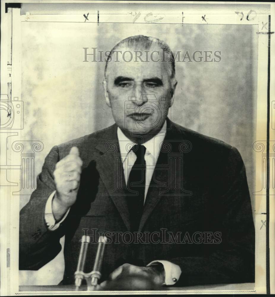 1970 Press Photo French President Georges Pompidou Holds News Conference, Paris