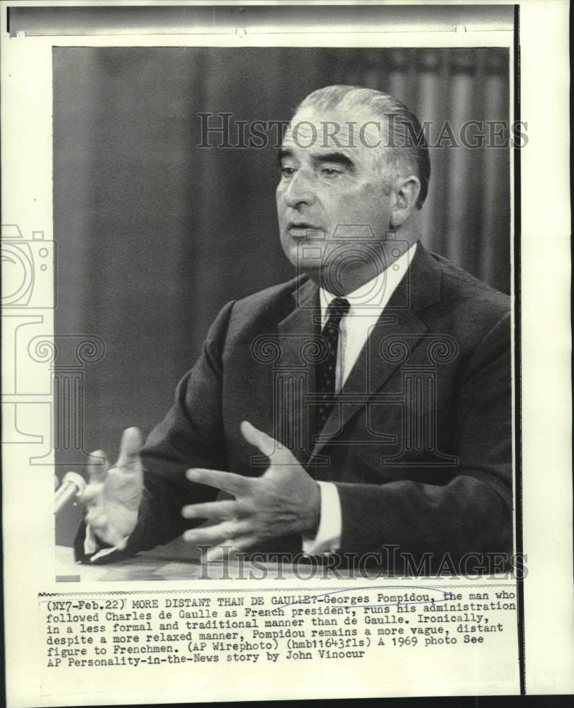 1969 Press Photo French President Georges Pompidou gestures during speech