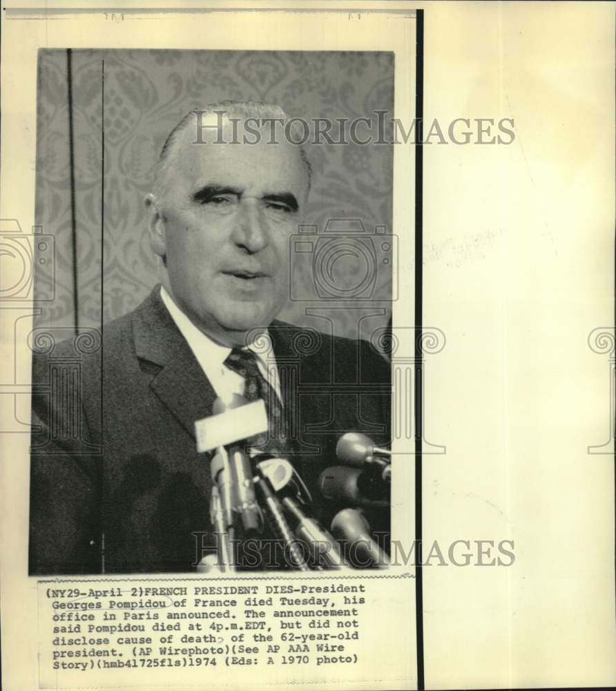 1970 Press Photo French President Georges Pompidou reported to have died
