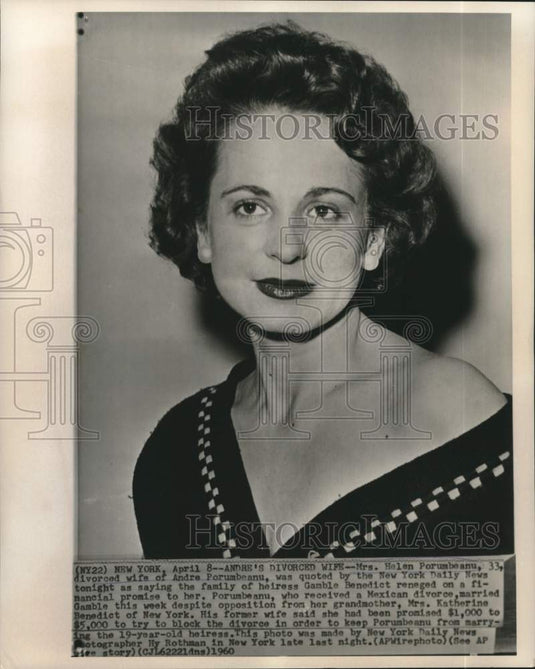 1960 Press Photo Divorced wife of Andre Porumbeanu, Helen Porumbeanu in New York