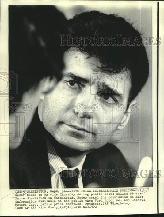 1972 Press Photo Ralph Nader talks at Price Commission in Washington - now37963