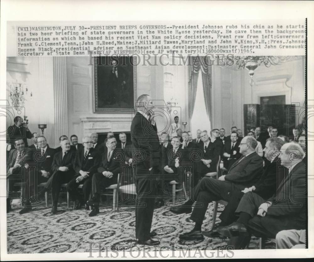 1965 Press Photo President Johnson starts briefing of governors at White House