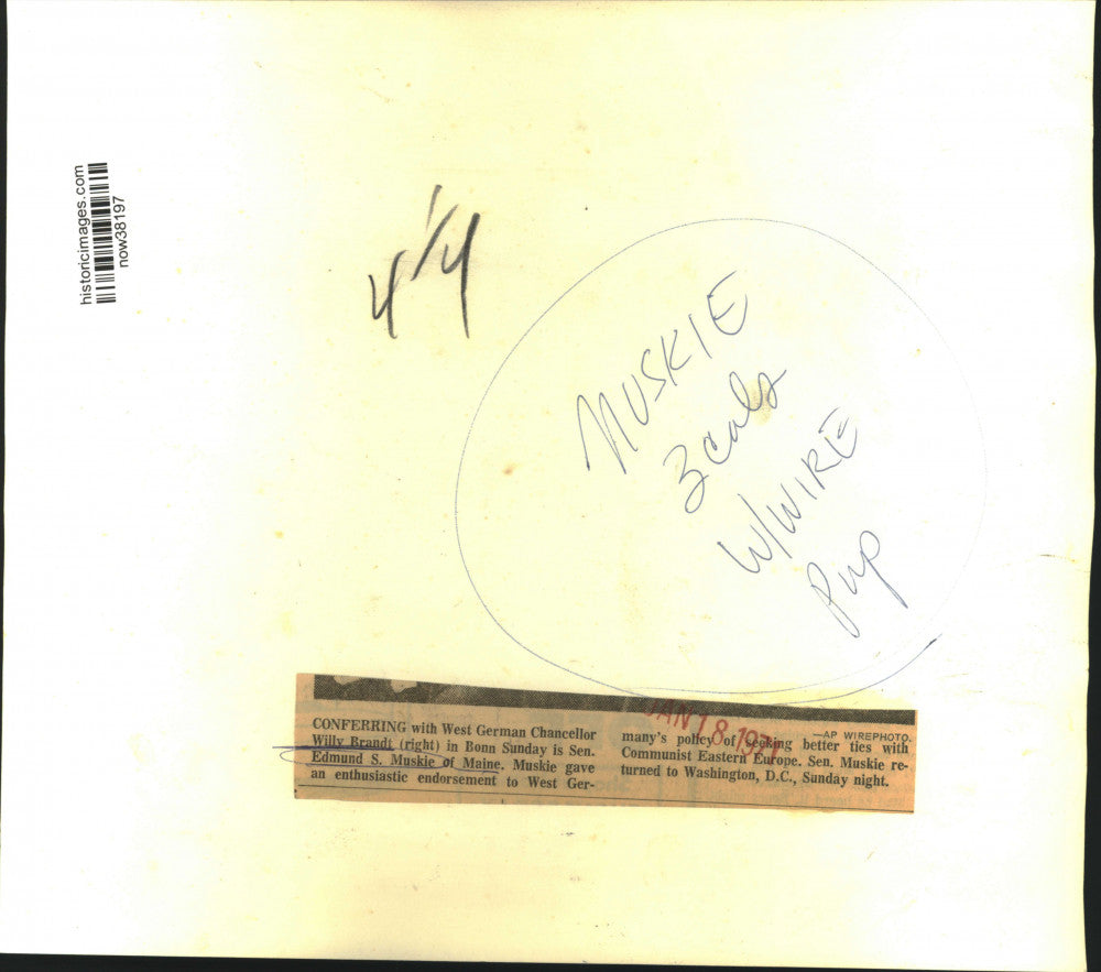 1971 Press Photo Senator Edmund Muskie Meets with West German Chancellor, Bonn