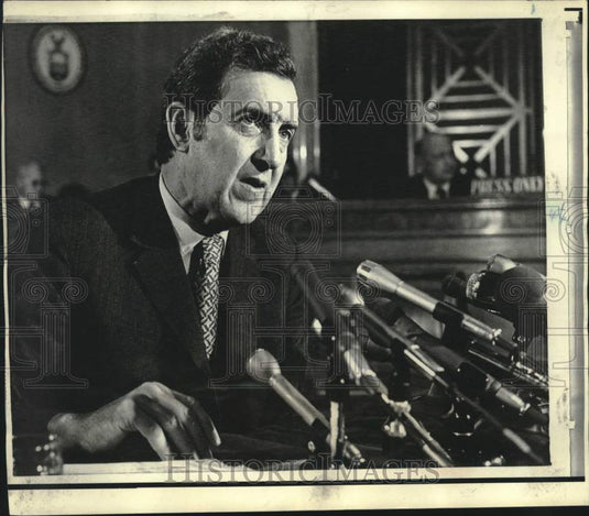 1970 Press Photo Senator Edmund Muskie at Washington pollution news conference