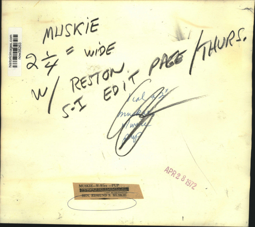 1972 Press Photo Senator Edmund S. Muskie speaks at a hearing - now38263