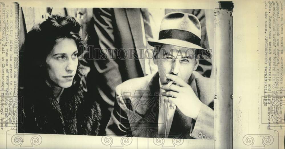 1970 Press Photo Alfred Recor and wife arrested in slaying of teenage girl