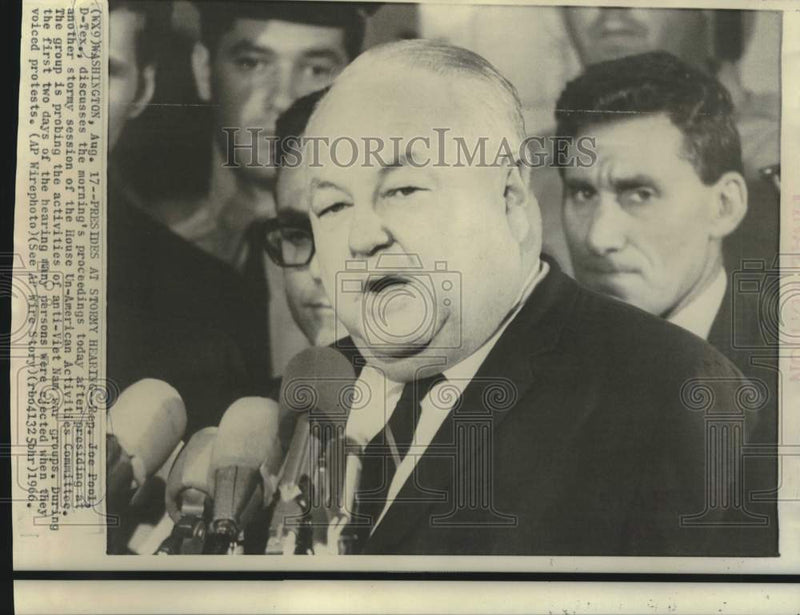 Load image into Gallery viewer, 1966 Press Photo Representative Joe Pool presides over stormy Washington hearing
