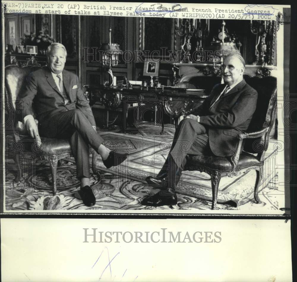 1971 Press Photo Edward Heath and Georges Pompidou at Elysee Palace talks