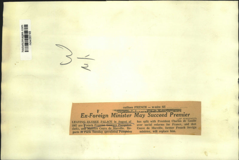 Load image into Gallery viewer, Press Photo Georges Pompidou and Maurice Couve de Murville leave Elysse Palace
