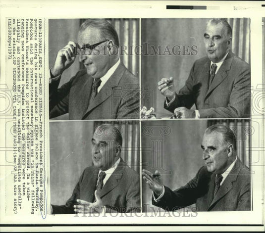 1971 Press Photo France's Georges Pompidou gestures during Paris news conference