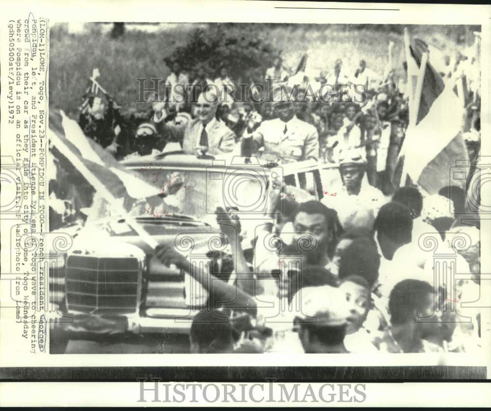 1972 Press Photo Presidents of France, Georges Pompidou, Togo, Etienne Eyadema