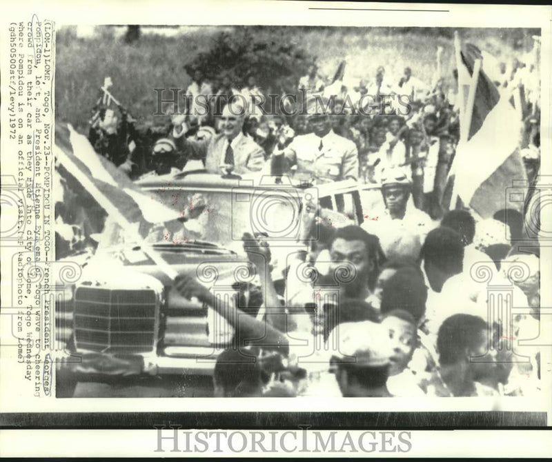 Load image into Gallery viewer, 1972 Press Photo Presidents of France, Georges Pompidou, Togo, Etienne Eyadema
