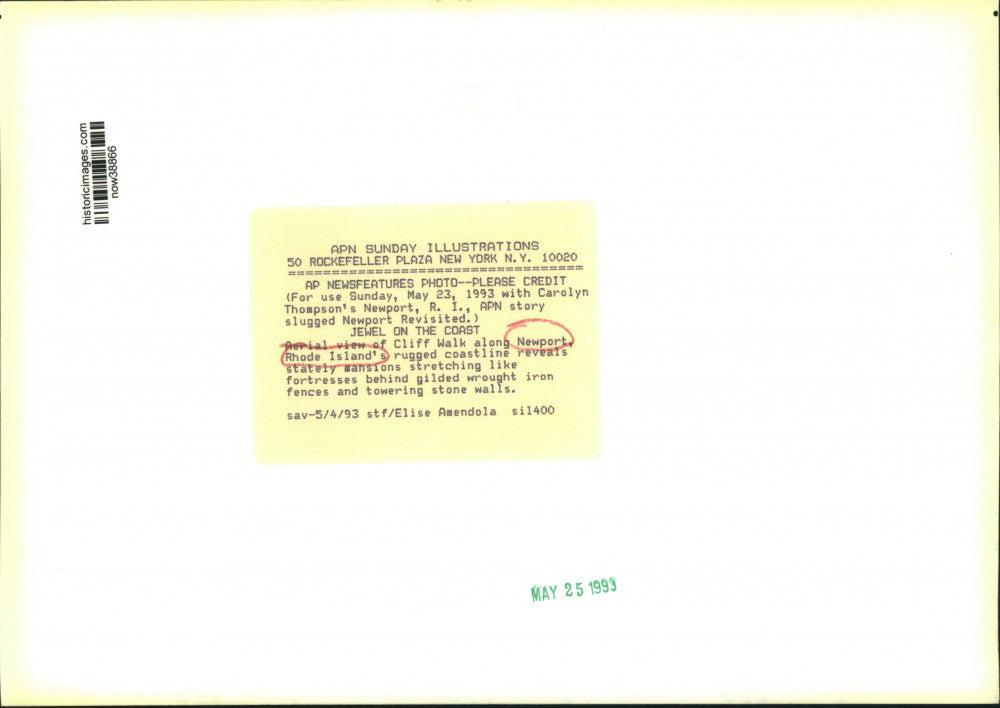 1993 Press Photo Stately homes of Newport, Rhode Island's Cliff Walk