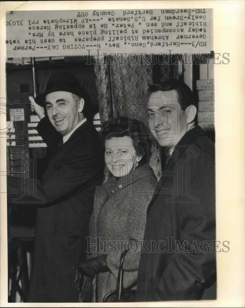 Load image into Gallery viewer, 1962 Press Photo Abraham Ribicoff and family cast ballots for U.S. Senate in CT
