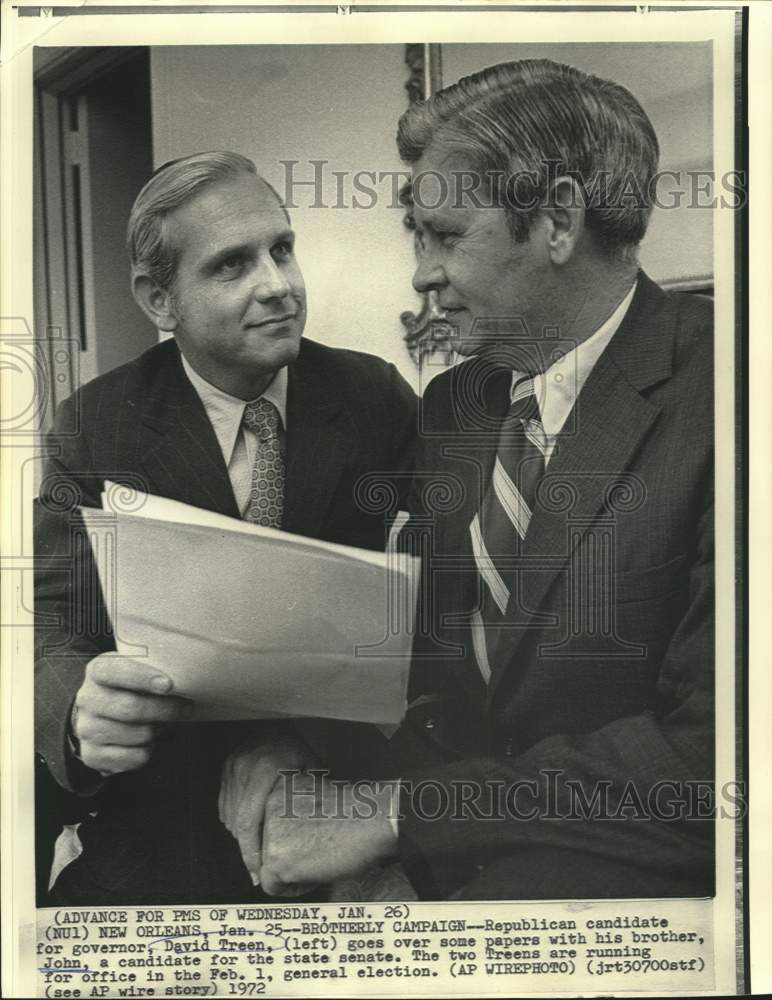 Load image into Gallery viewer, 1972 Press Photo Louisiana brother candidates David and John Treen - now38939
