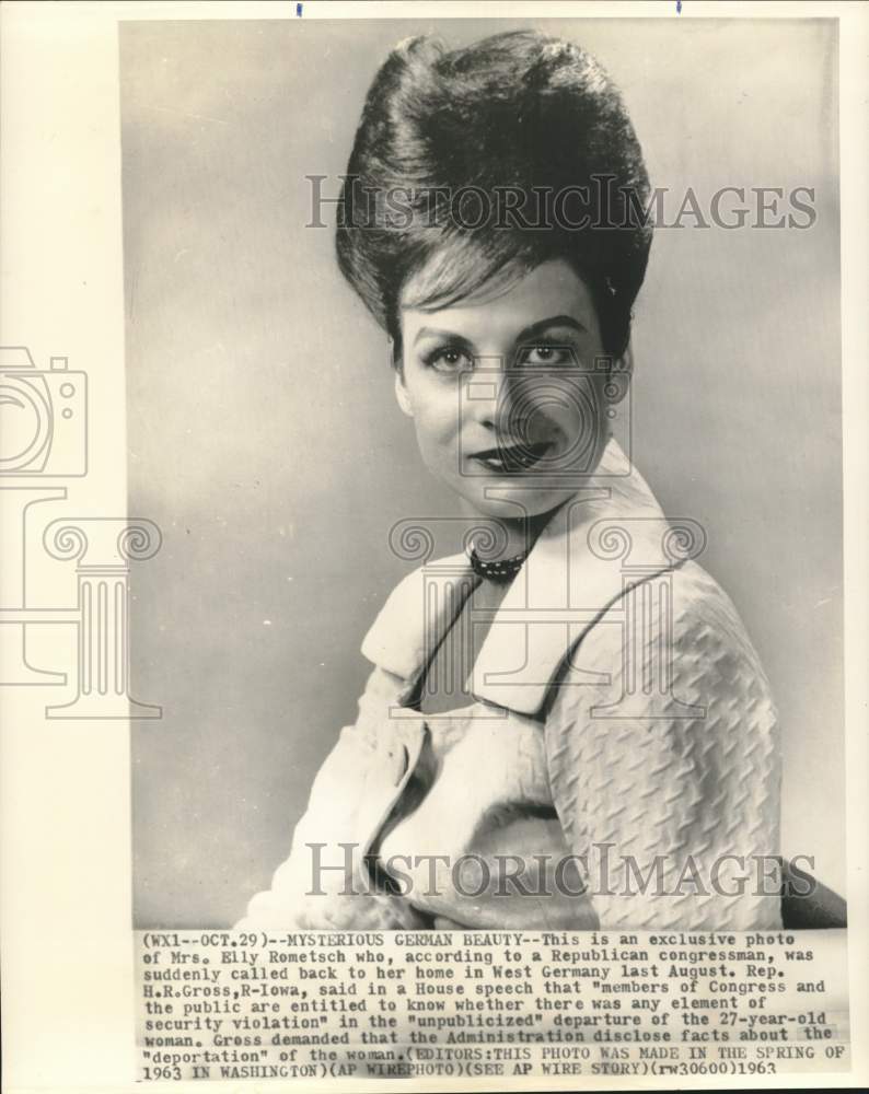 1963 Press Photo German Woman Elly Rometsch Called back to West Germany