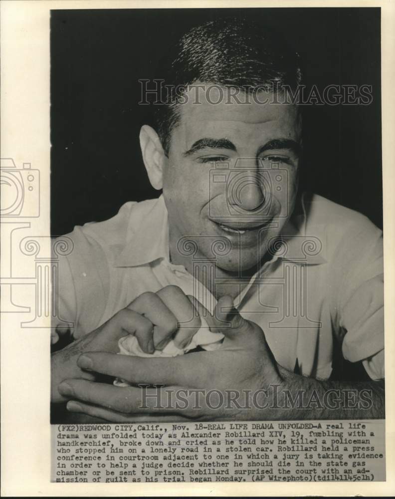Load image into Gallery viewer, 1959 Press Photo Cop Killer Alexander Robillard Admits Crime at News Conference
