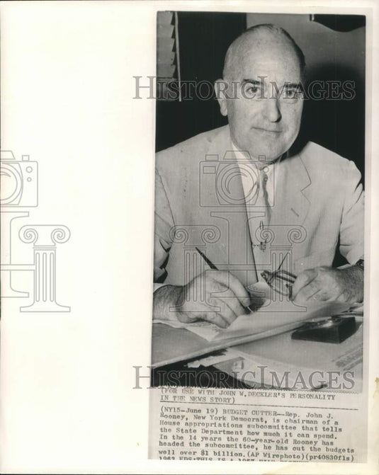 1957 Press Photo House Appropriations Subcommittee chairman John Rooney