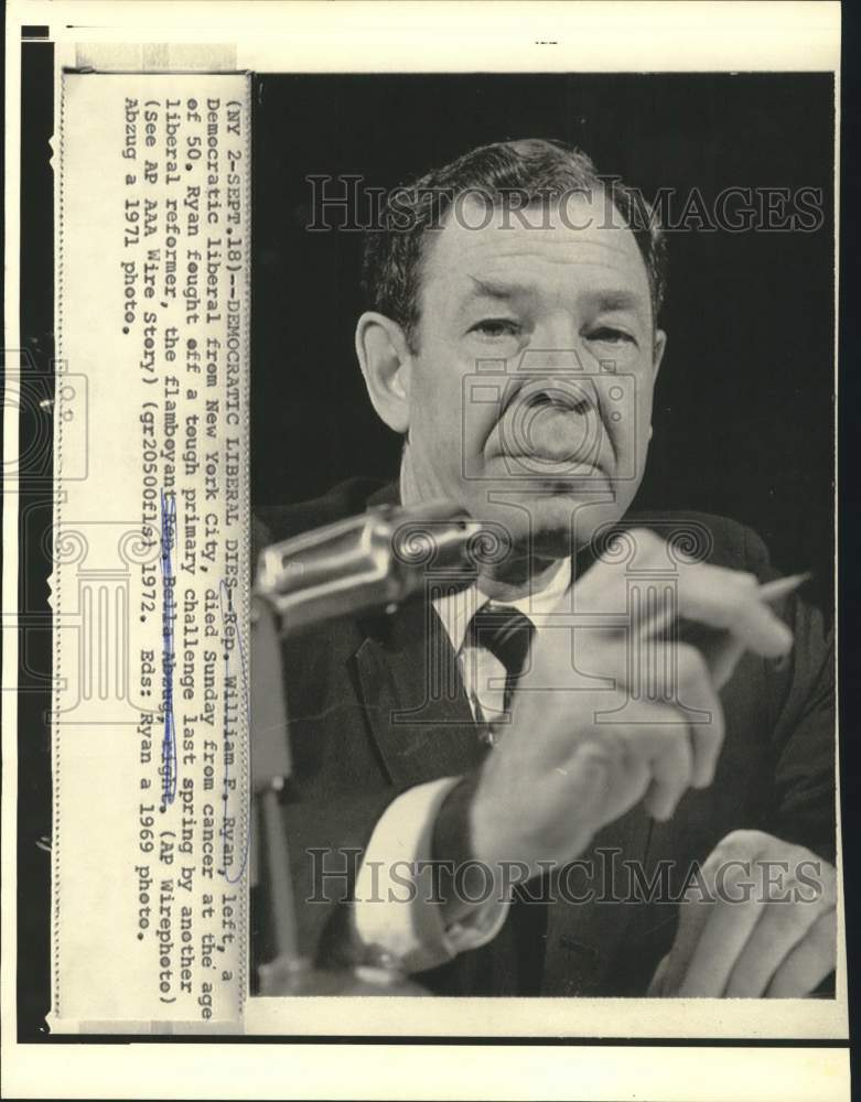 1969 Press Photo Democratic liberal Representative William Ryan of New York