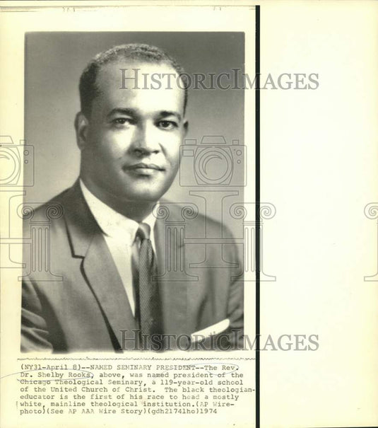 1974 Press Photo Chicago Theological Seminary President Dr. Shelby Rooks