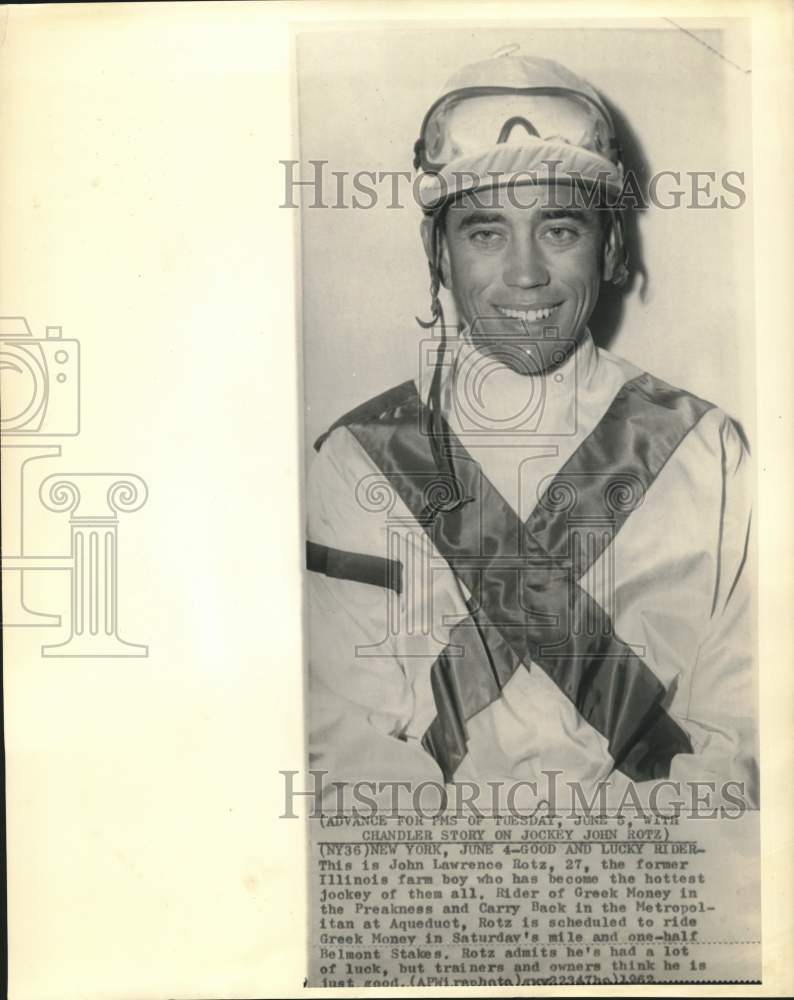 Load image into Gallery viewer, 1962 Press Photo Hottest jockey of them all John Lawrence Rotz of Illinois
