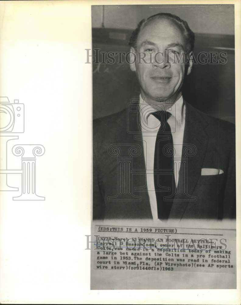 1959 Press Photo Baltimore Colts owner Carroll D. Rosenbloom - now39181