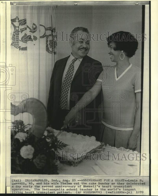 1970 Press Photo Louis and Thelma Russell celebrate heart transplant anniversary