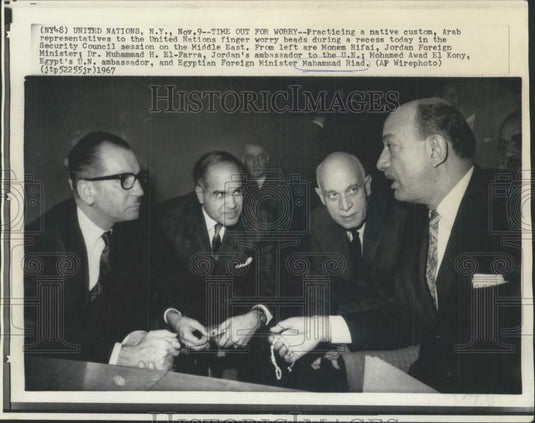 1967 Press Photo Egypt's Mohamed Riad and Arab delegates at UN Security Council