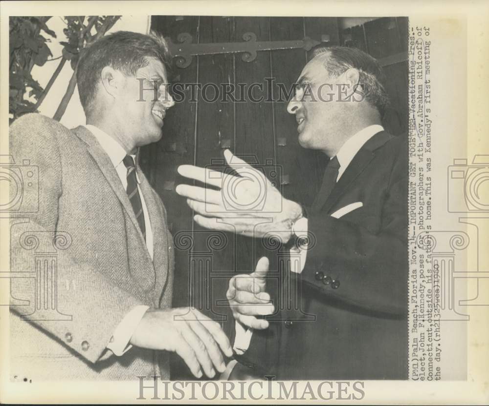 1960 Press Photo President-Elect Kennedy, Connecticut Governor Abraham Ribicoff