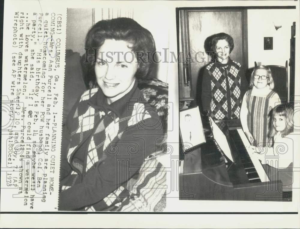1973 Press Photo Mrs. Ann Purcell planning quiet homecoming for POW husband