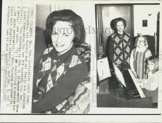1973 Press Photo Mrs. Ann Purcell planning quiet homecoming for POW husband