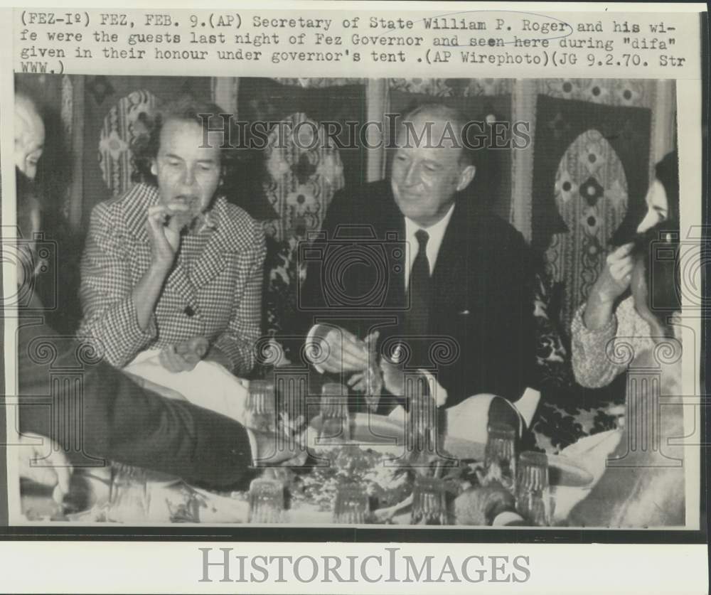 1970 Press Photo William Rogers and wife with Fez Governor at "difa" - now39561