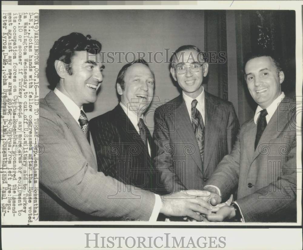 1974 Press Photo Benjamin Rosenthal and other congressmen at Turkey aid meeting