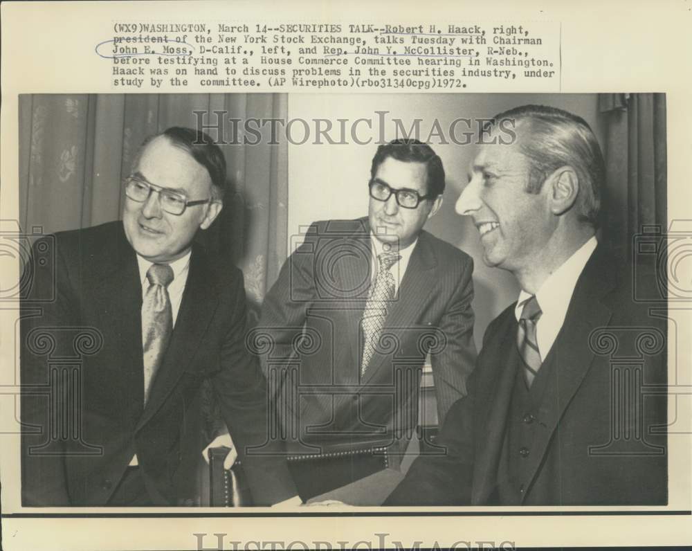 1972 Press Photo John Moss with other House Commerce Committee witnesses