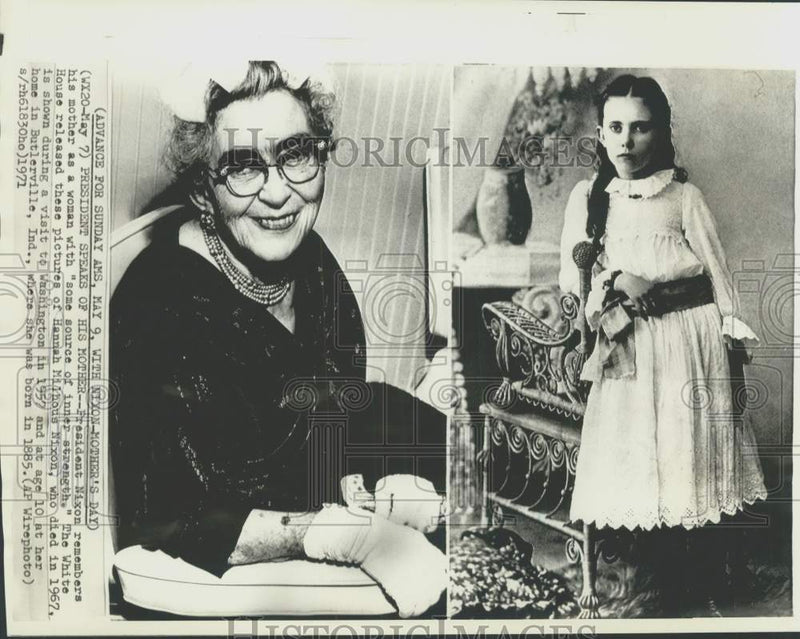Load image into Gallery viewer, 1971 Press Photo President Nixon's Mother, Hanna, in 1957 &amp; at Age 10
