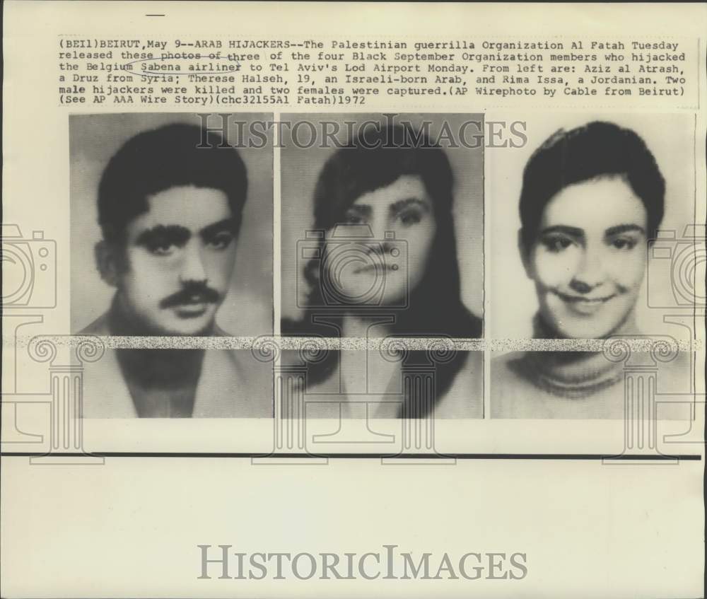 1972 Press Photo Black September Members Who Hijacked Belgian Airliner