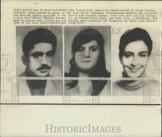 1972 Press Photo Black September Members Who Hijacked Belgian Airliner