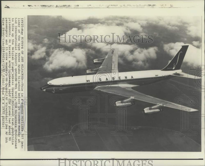 Load image into Gallery viewer, 1970 Press Photo Type of Belgian Jet Hijacked by Arab Terrorists - now39770
