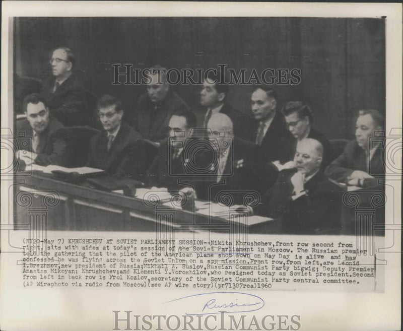 Load image into Gallery viewer, 1960 Press Photo Premier Nikita Khrushchev at Soviet Parliament Session, Moscow
