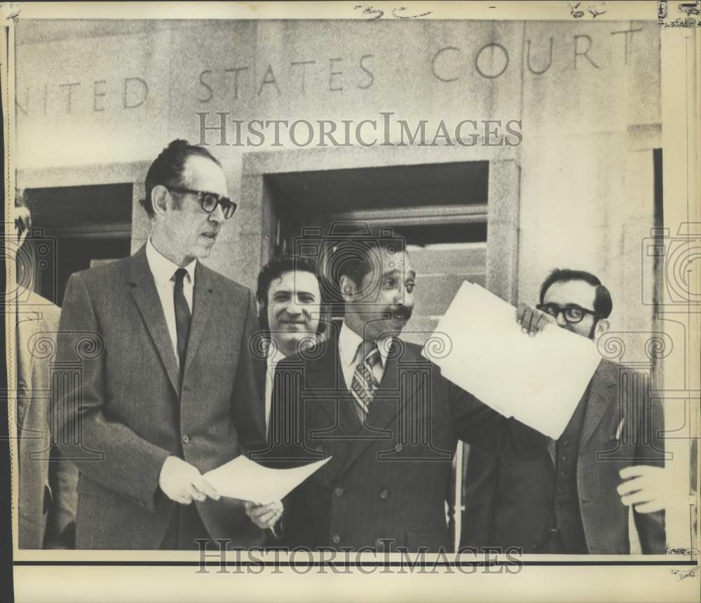 1971 Press Photo Reps. Ben Rosenthal, Parren Mitchell file suit in court, Wash.