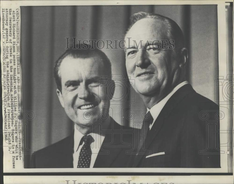 Load image into Gallery viewer, 1968 Press Photo Pres. elect Richard Nixon &amp; Sec. of State William Rogers, Wash.

